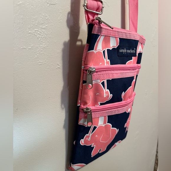 Simply Southern Small Canvas Shoulder Bag, Cross Body, Pink Elephants Umbrellas - Picture 4 of 10